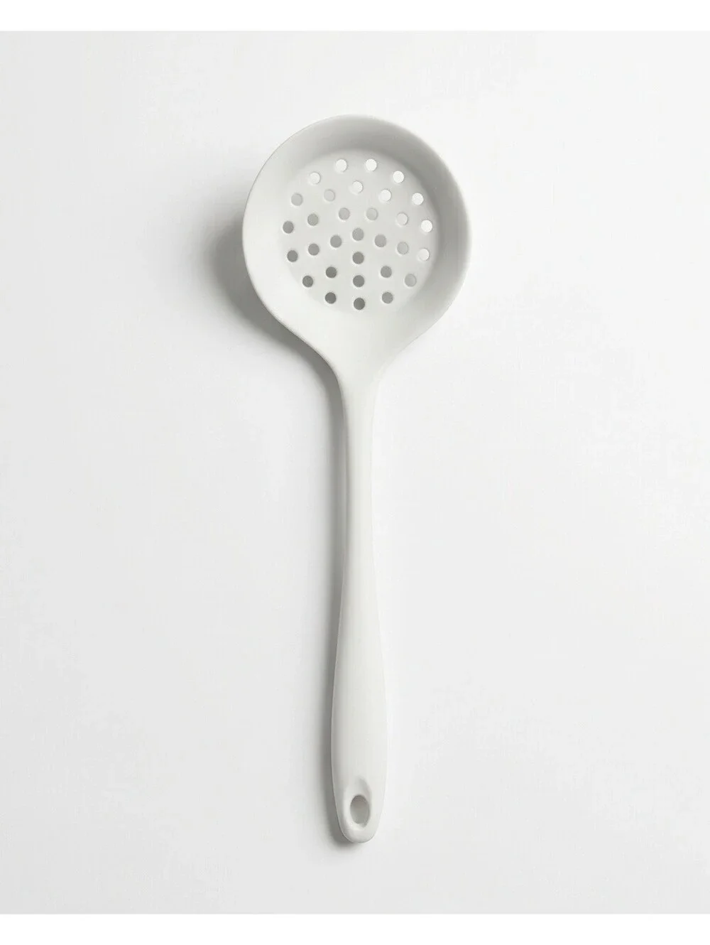 White Silicone Slotted Spoon Heat Resistant Kitchen Strainer Nonstick Utensil